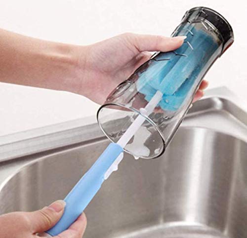 3Pcs 11.4Inch Sponge Clean Brush With Adjustable Plastic Handle For Coffee Glasses Pot Milk Cup Mugs Wine Bottle Baby Bottles Kitchen Clean Dish