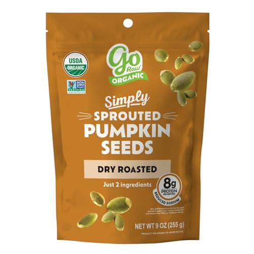 Go Raw Organic Sprouted Pumpkin Seeds - Dry Roasted Salted Pepitas, Keto, Non-GMO, Vegan, Gluten-Free, Kosher, Paleo, Protein-Packed Superfood