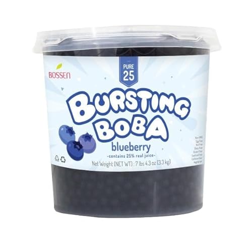 Bossen Bursting Boba Pure25 filled with a refreshing fruity liquid that creates a burst of flavor in your mouth Make in Taiwan 7.04 lb Each Pack (1