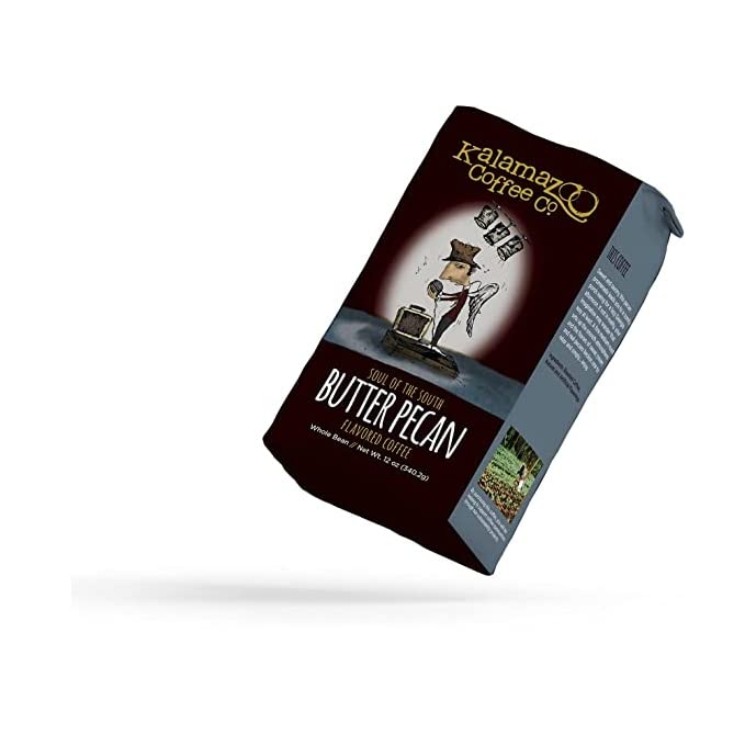 KALAMAZOO COFFEE COMPANY Butter Pecan Whole Bean Coffee - Soul of the South Flavored Coffee | 12oz Bag (1 Pack)