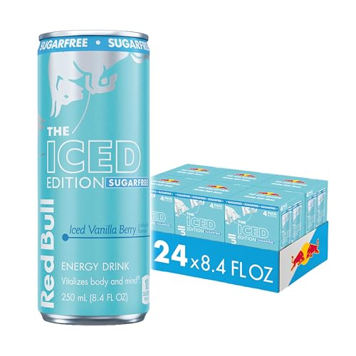 Red Bull Sugar Free Iced Vanilla Berry Energy Drink, 8.4 Fl Oz, Pack of 24 Cans (6 packs of 4)