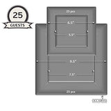 " OCCASIONS " 50 Plates Pack (25 Guests)-Heavyweight Wedding Party Square Disposable Plastic Plate Set -(25 x 9.5'' + 25 x 6.5'' (Square White)