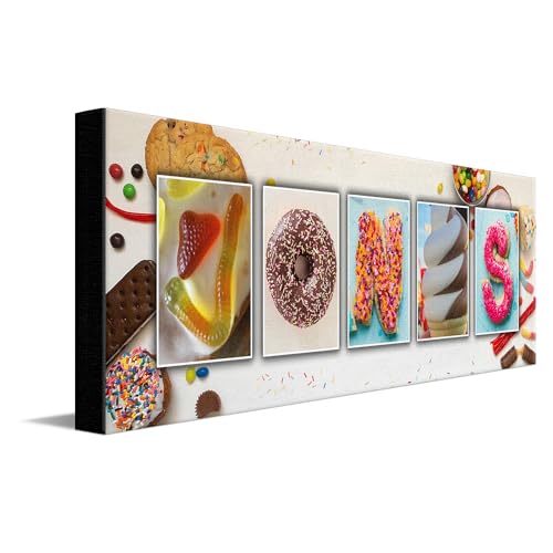 Sweets & Candy Name Art - Personalized Dessert Gift! (9.5"x26" Block Mount)