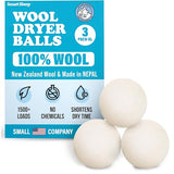 Wool Dryer Balls - Smart Sheep 3-Pack - XL Premium Natural Fabric Softener Award-Winning - Wool Balls Replaces Dryer Sheets - Laundry Balls