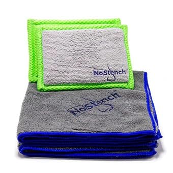 Kitchen Sponge | Odor Resistant, Non-Scratch Microfiber Mesh and Terry Cloth Sponge, No Odor, Long Lasting Odor Protection | Durable Odor Free