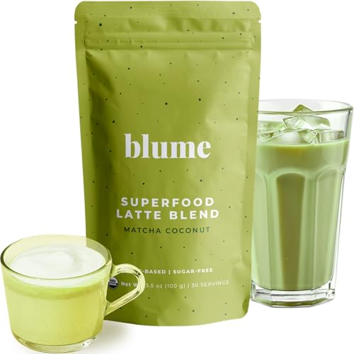 Blume Superfoods Latte - Matcha Powder with Coconut, Natural Caffeine, L-Theanine, All Day Energy & Focus, Sugar-Free, Moringa, Vegan, Organic Matcha