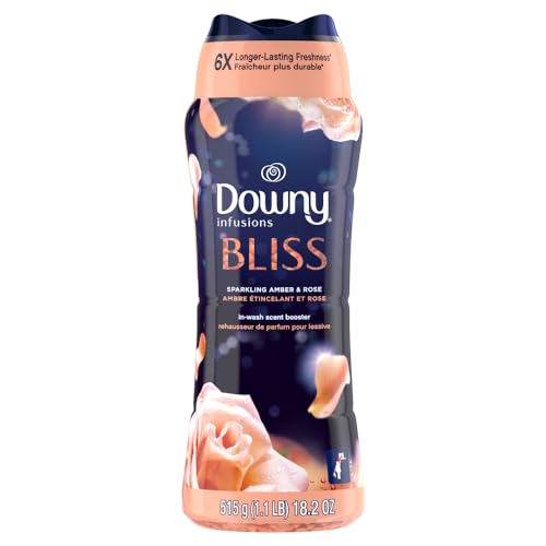 Downy Infusions In-Wash Laundry Scent Booster Beads, BLISS, Sparkling Amber and Rose Scent, 18.2 oz
