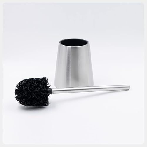 Eviva Modern Toilet Bowl Brush and Holder - Metal Toilet Brushes for Bathroom - Toilet Bowl Cleaner Brush with Lid - Toilet Scrubber Bathroom Brush