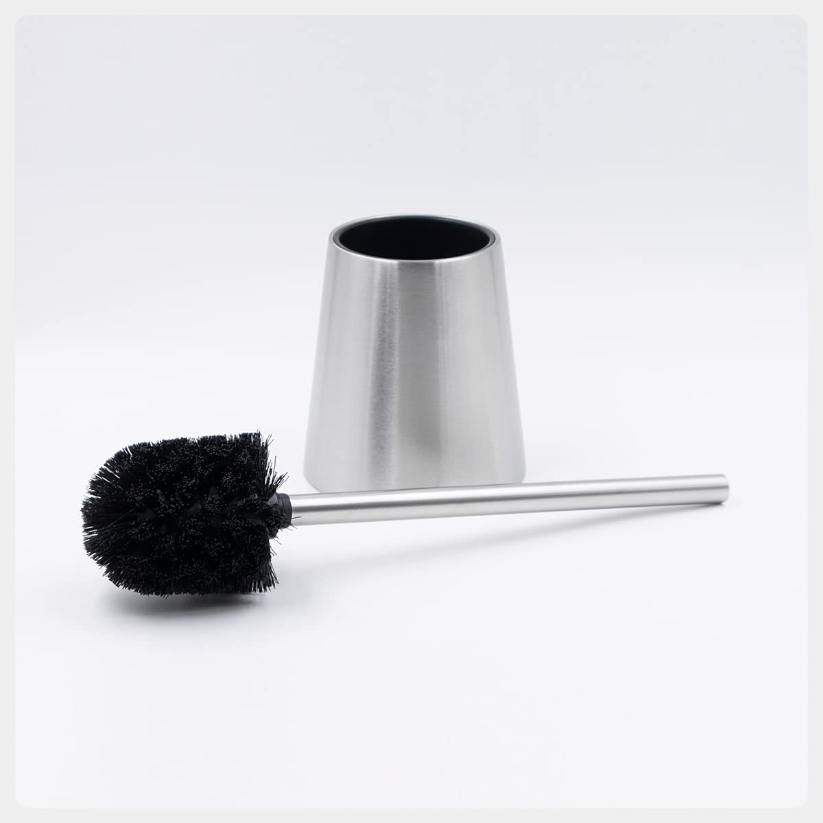 Eviva Modern Toilet Bowl Brush and Holder - Metal Toilet Brushes for Bathroom - Toilet Bowl Cleaner Brush with Lid - Toilet Scrubber Bathroom Brush