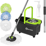 Simpli-Magic 360° Spin Mop and Bucket with Wringer - 3 High-Absorbent Microfiber Washable Heads, Soap Dispenser - Spinning Mop and Bucket Set for All