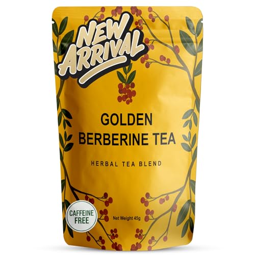 Berberine Tea 45g Natural Organic Caffeine-Free Blend Non-GMO Herbal in Plastic-Free Stand Alone Pouch Delicious Antioxidant for Immune Support