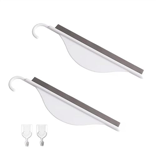 2Pcs Mini Squeegee with Hanging Hook, Bathroom Shower Mirror Squeegee for Tiles, Silicone Small Kitchen Countertop Sink Wiper Scrape Cleaner Tool