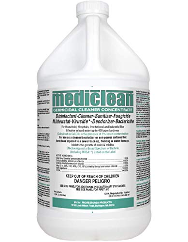Mediclean Germicidal Cleaner Concentrate, Disinfectant, Sanitizer, Deodorizer, Fungicide, Mildewstat, Virucide, Lemon Scent, Hospitals, Industrial