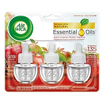Air Wick Scented Oil Air Freshener, Apple Cinnamon Medley Scent, Triple Refills, 0.67 Ounce (Pack of 6)