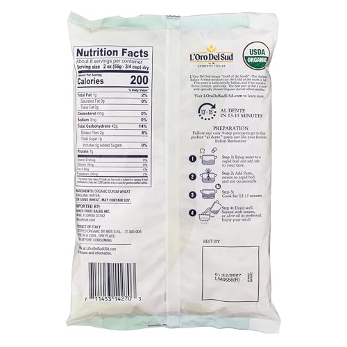 L'Oro Del Sud Farfalle Pasta, Italian Pasta, Premium Quality Product of Italy, 16 Ounce (Pack of 4)