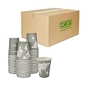 ECO PRODUCTS Compostable Disposable World Art 12oz Large Coffee Cups, Case of 1000, Renewable Hot Paper Cup, Plant Based PLA Lining, Color Coded