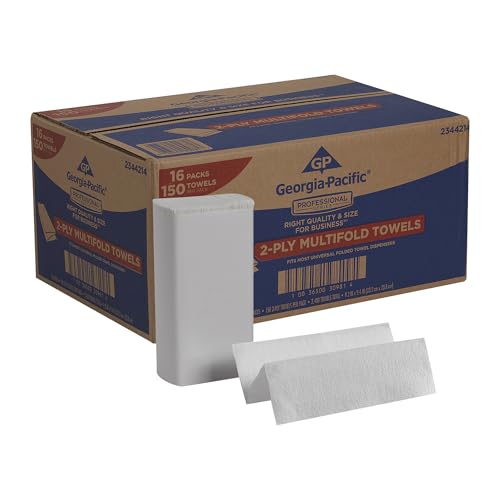 GP Georgia-Pacific Professional Series Premium 2-Ply Multifold Paper Towels by GP PRO, White, 2344214, 150 Towels Per Pack, 16 Packs Per Case