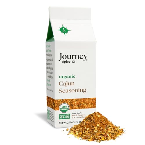 Organic Cajun Seasoning by Journey Spice Co. | Natural Salt-Free, Sugar-Free, Non-GMO, Vegan All-Purpose Spice Herb Blend for Poultry, Meat