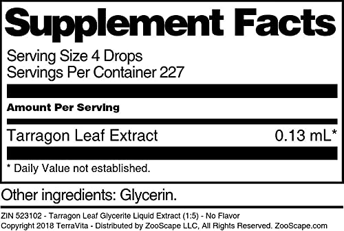 Tarragon Leaf Glycerite Liquid Extract (1:5) - No Flavor (1 oz, ZIN: 523102) - 3 Pack