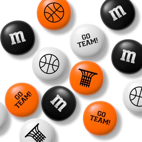 M&M’S WORLD Basketball Milk Chocolate Candy, 2 lbs Bulk Candy for Basketball Party Decor, Gifts, Favors or Sports Theme Birthday