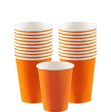 Plain Pumpkin Orange Disposable Paper Cups - 9oz, 14 Count - Ideal for Parties, Picnics, & All Occasions