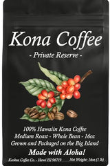 100% Kona Coffee - Whole Bean - Medium Roast - 1 lb (16oz) - Grown and Packaged on the Big Island of Hawaii - Keokea Coffee Co.