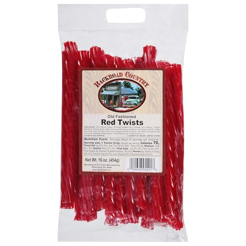 Backroad Country Old Fashioned Red Twists - Licorice Candy - Made in the USA - 16 OZ (Pack of 1)