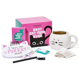 Thoughtfully Gourmet, Cat Mom Gift Set, Includes Cat-Shaped Ceramic Mug, 4 Chamomile Tea Bags, Cat-Shaped Notebook & Pen, and Paw-Shaped Sticky Notes