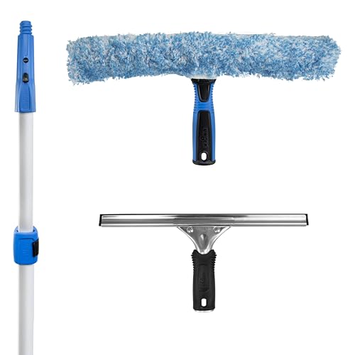 Unger Professional Connect and Clean Total Pro Cleaning Kit, All-in-One Household Window Washing with Streak-Free Results, Includes 12” Squeegee, 14”