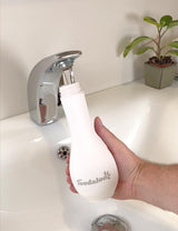 Toodaloo High Pressure Toilet Cleaning Spray Bottle, Soft Silicone, White with Chrome Lid, Easy to Clean, Remove Skid Marks, Diarrhea Overspray, or