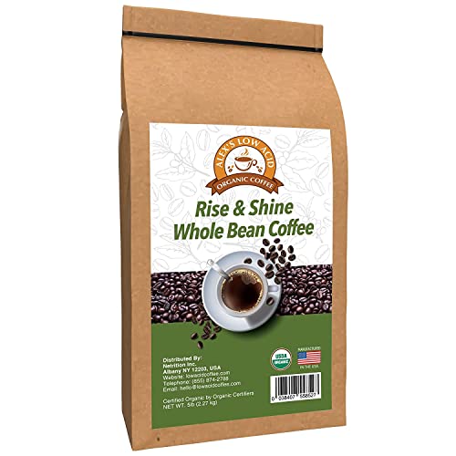 Alex's Low Acid Organic Coffee 5lb Bag - Rise and Shine Whole Bean