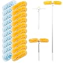 AIDELY 6 FT Extendable Duster Handle with 20 Pcs Refills, Heavy Duty Starter Kit Compatible with Swiffer, Disposable Microfiber Dusting Pads
