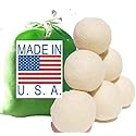 6 Wool Dryer Balls, with Felt Gift Bag, Handmade in America, Premium Wool, XL, Unscented(Very Green)