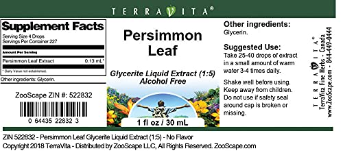 TerraVita Persimmon Leaf Glycerite Liquid Extract (1:5) - No Flavor (1 oz, ZIN: 522832)