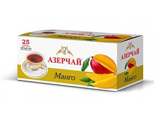 AZERCAY Azerbaijan Tea -black tea with mango flavor 3 Pack a 45g of 25 two-compartment bag - apple tea- 3 x 45g