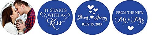 Darling Souvenir 190 Pcs Personalized Blue Bridal Shower Chocolate Drop Labels Stickers - Self-Adhesive Mini Candy Wrappers for Bride to Be