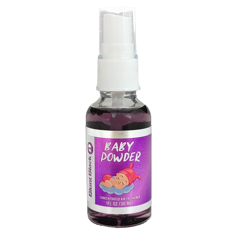 Blunt Black Concentrated Air Freshener Spray 1 oz. Glass Bottle - Baby Powder Scent 3-Pack