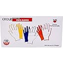 omar Disposable Powder-Free Vinyl General-Purpose Gloves, Extra Large, Clear, 100 Gloves Per Box