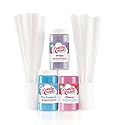 Cotton Candy Express Floss Sugar Variety Pack with 3 - 11oz Plastic Jars of Cherry, Blue Raspberry & Grape Flossing Sugars Plus 50 Paper Cotton Candy Cones