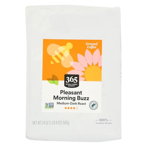 365 by Whole Foods Market, Pleasant Morning Buzz Ground Coffee, Medium-Dark Roast, 24 Ounce