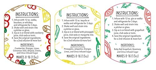 McKinnon’s Dry Craft Cocktails Tequila Trio | Dehydrated Fruits and Herbs | DIY Mixology | Alcohol Infusion Kit | Spirits Recipe | Dry Mix | Mason Jar