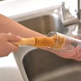 Hangable Coconut Fibre Bottle Cleaning Brush with Wooden Handle, Bottle Washing Brush, Pan Scrub, Sturdy, Bottle Vase Glassware Water Cleaning Brush