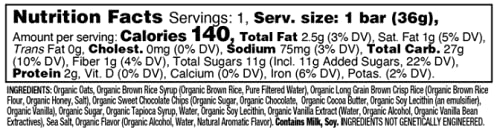 Don't Go Nuts Nut-Free Organic Chewy Granola Bars, Chocolate Chip, 12 Count, Non GMO, Gluten Free