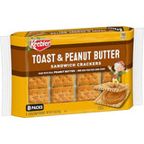 Keebler Sandwich Crackers, Lunch Snacks, Toast and Peanut Butter, 11oz Tray (8 Packs)