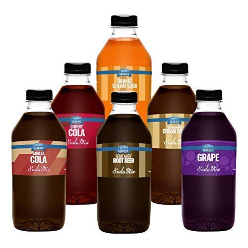 Ralph's 32oz (Quart) SIX Pack Sparkling Water Cane Sugar Soda Maker Flavoring Sodamix | Cherry Cola | Root Beer | Vanilla Cola | Cream Soda | Orange