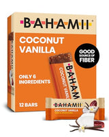 Bahamii Coconut Vanilla Date and Energy Bars, Healthy Snacks and Breakfast Bars for Kids and Adults, No Sugar Added, Gluten Free, High Fiber, Vegan