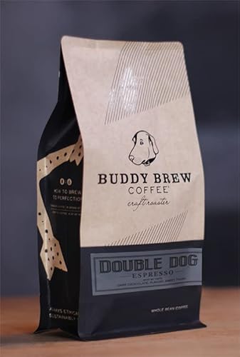 Buddy Brew Coffee, Medium/Dark Roast Whole Bean - Double Dog Espresso - 2lb Bag - single origin - dark chocolate, candied lemon - Ships within 24 hrs.