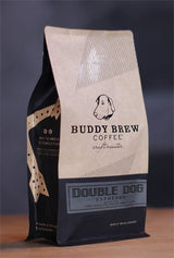 Buddy Brew Coffee, Medium/Dark Roast Whole Bean - Double Dog Espresso - 2lb Bag - single origin - dark chocolate, candied lemon - Ships within 24 hrs.
