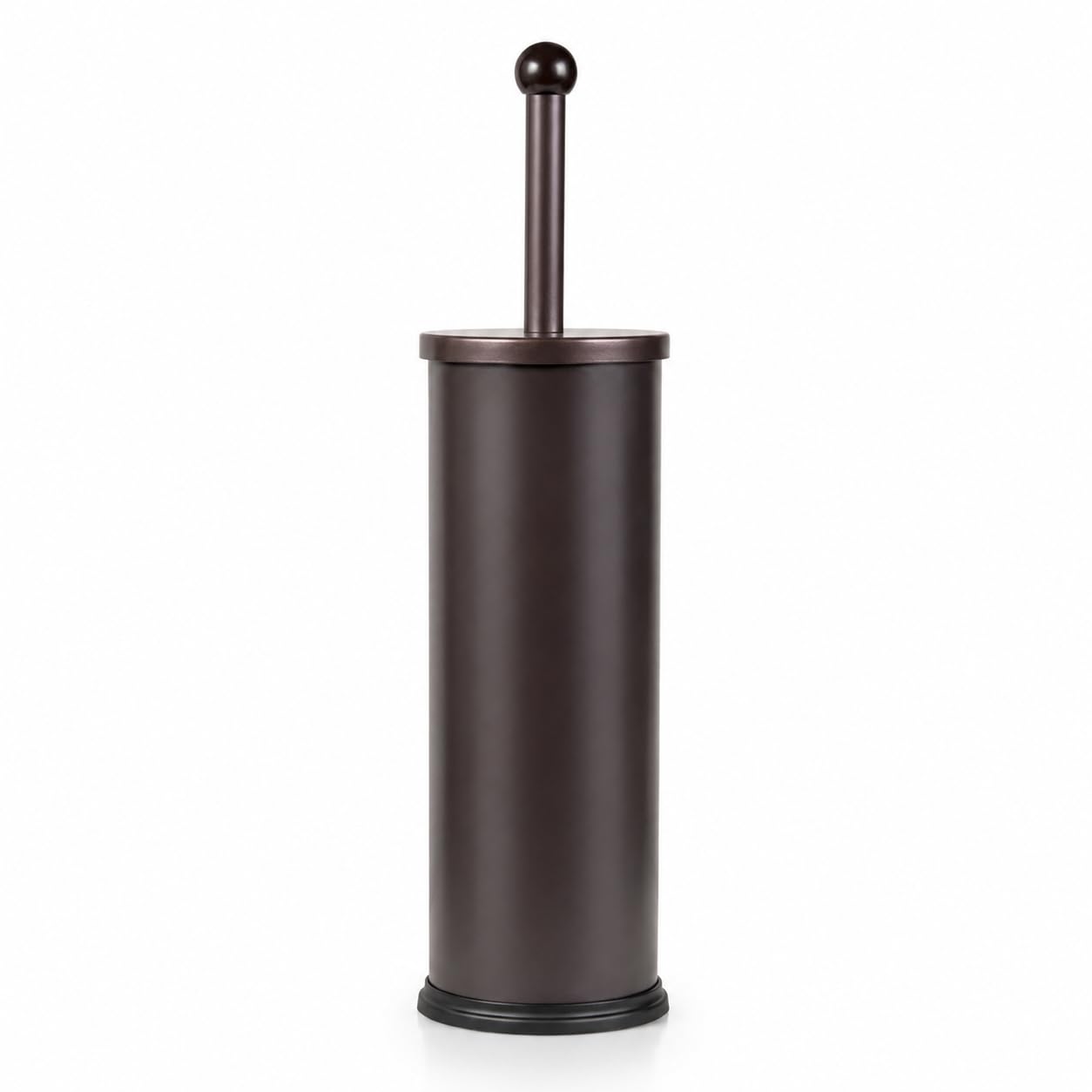 HUJI Rust Resistant Bronze Toilet Brush Holder with Lid Perfect Bathroom Bowl Cleaning Set Gift for House Warming or College Dorms Accessories (1