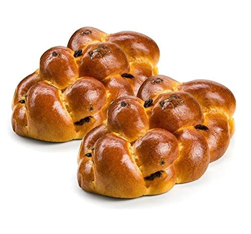 ChallahGram Gifts Kosher Fresh Raisin Challah Bread 16 Ounce - Traditional Raisin Bread for your Holiday or Shabbat Table (2 Braided Raisin Challah